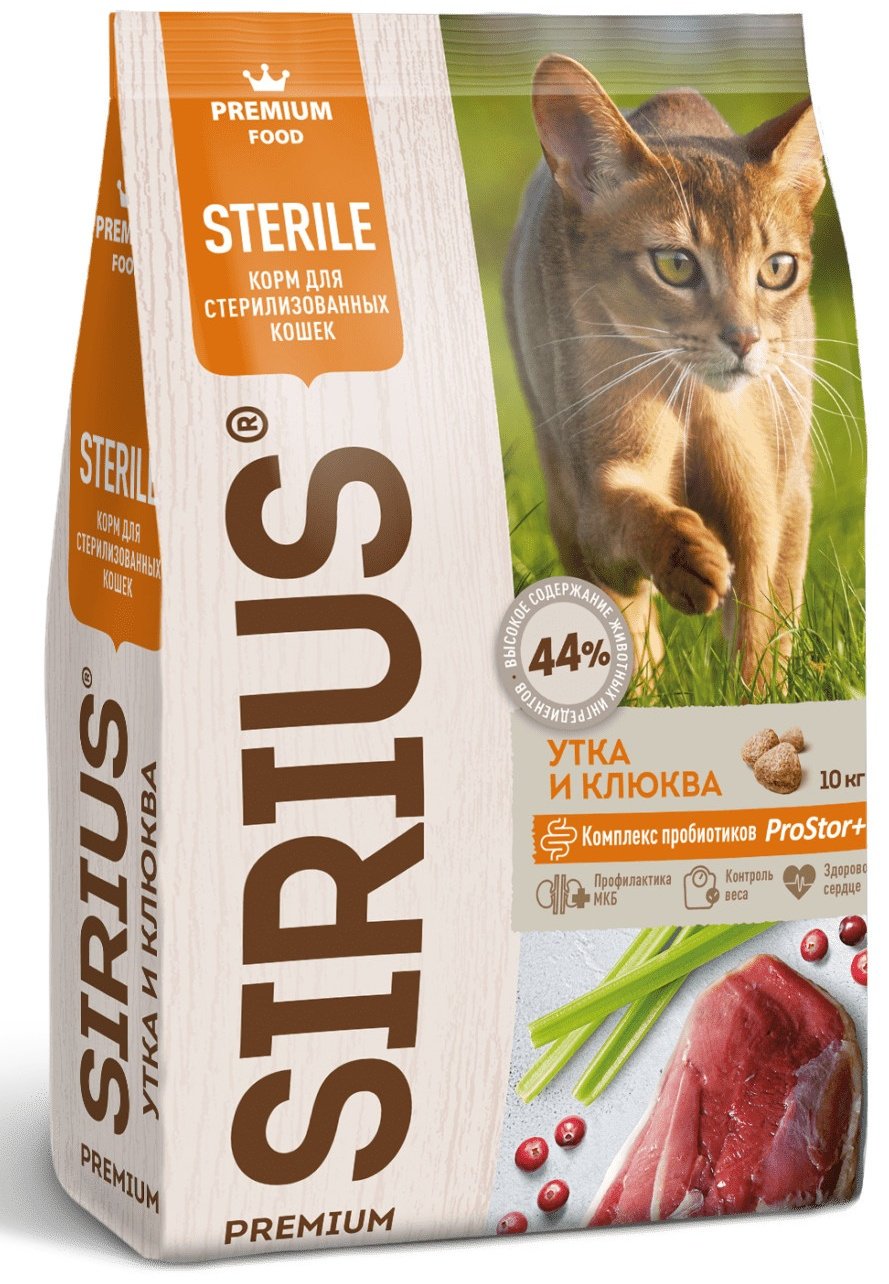 Корм Sirius Утка с клюквой утка, клюква 1.5 кг