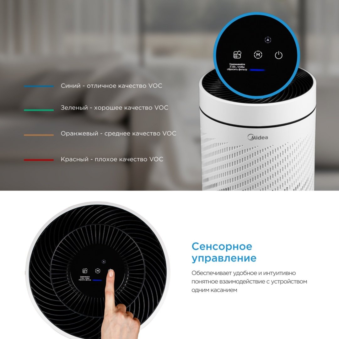 Очиститель воздуха Midea KJ200G-Z41 белый, черный - ForteMarket Очиститель воздуха Midea KJ200G-Z41 белый, черный купить,0