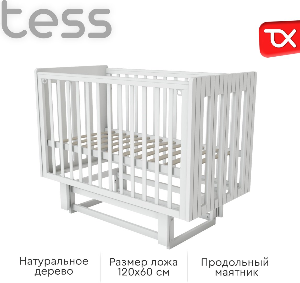 Детская кровать TOMIX Tess, 60x120 см, белый