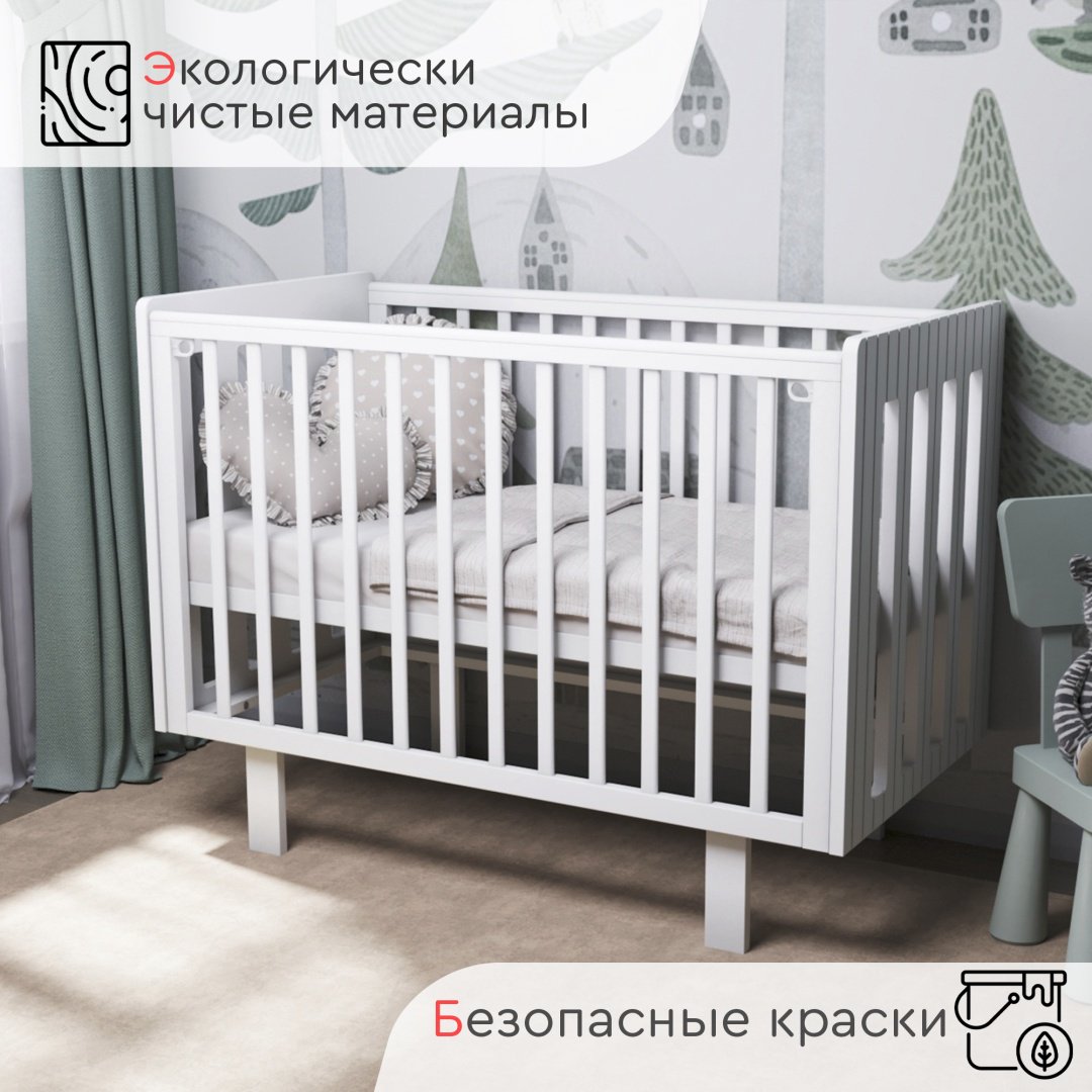 Детская кровать TOMIX Tess, 60x120 см, белый купить,0