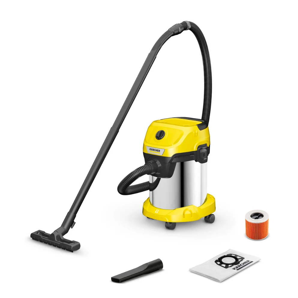 Пылесос строительный Karcher WD 3 S V-17/4/20 серебристо-желтый