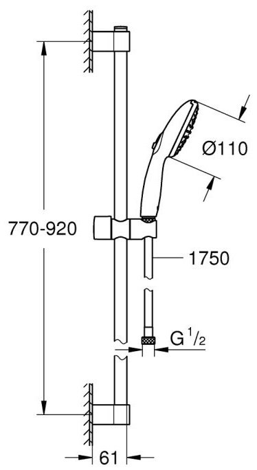 Grohe душевой набор (гарнитур) Tempesta 110, 2 вида струи, хром купить,NaN