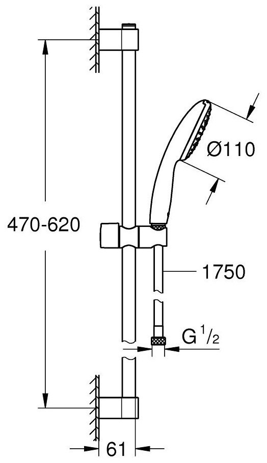 Grohe штанга для душа 620х61 мм 27853003, металл, пластик - ForteMarket Grohe штанга для душа 620х61 мм 27853003, металл, пластик купить,0
