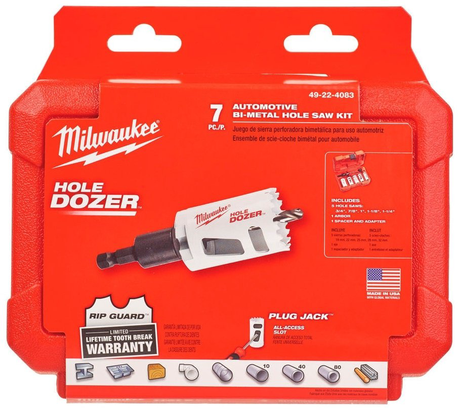 Коронка Milwaukee 49224083 биметаллическая D 19 мм, 22 мм, 25 мм, 29 мм, 32 мм, 8 шт