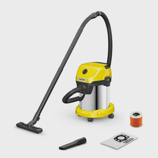 Пылесос строительный Karcher WD 3 S V-17/4/20 серебристо-желтый