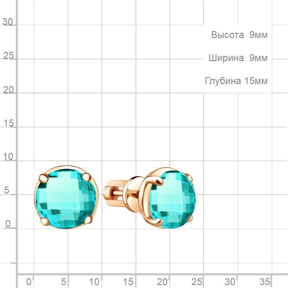 Пусеты AQUAMARINE A4775788_s вес 3.04 г серебро, нанотурмалин купить,34073