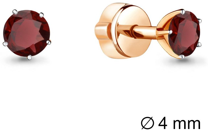 Пусеты AQUAMARINE 4403603 вес 1.2 г серебро, гранат купить,21546