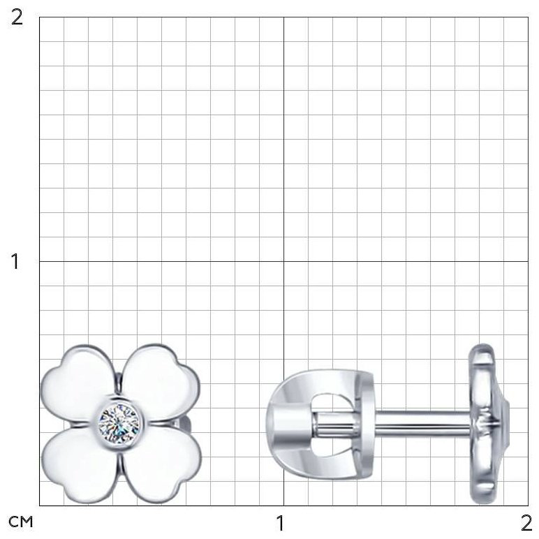 Пусеты SOKOLOV 87020007-sk18 вес 1.52 г серебро, бриллиант купить,15199