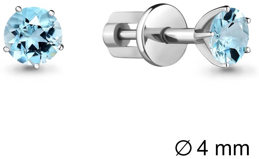 Пусеты AQUAMARINE 4403602.5 вес 1.18 г серебро, топаз купить,21546
