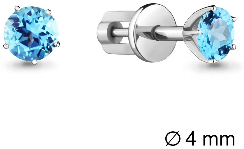 Пусеты AQUAMARINE 4403605_skazka_2 вес 1.16 г серебро, топаз купить,25445