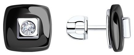 Пусеты Diamant 94-122-01278-1 вес 4.3 г серебро, керамика купить,12999