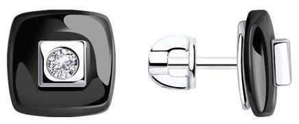 Пусеты Diamant 94-122-01278-1 вес 4.3 г серебро, керамика купить,12999