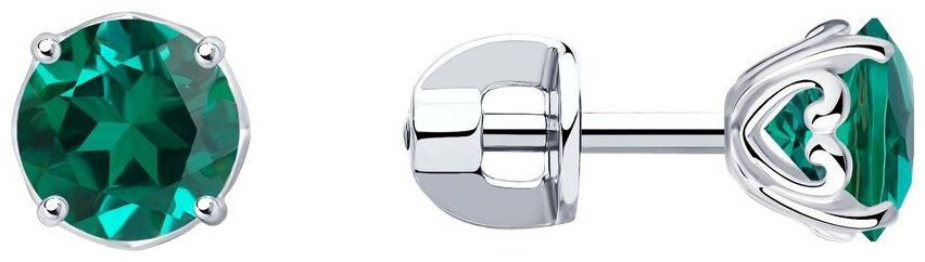 Пусеты SOKOLOV 82020012 вес 1.57 г серебро, изумруд купить,NaN