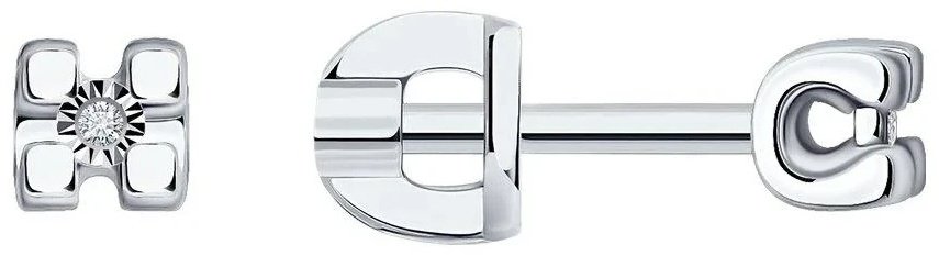 Пусеты SOKOLOV 87020108 вес 1.37 г серебро, бриллиант купить,15389