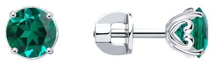 Пусеты SOKOLOV 82020012 вес 1.57 г серебро, изумруд купить,NaN