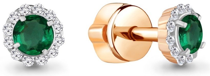 Пусеты AQUAMARINE 42884Г вес 2.03 г серебро, наноизумруд купить,NaN