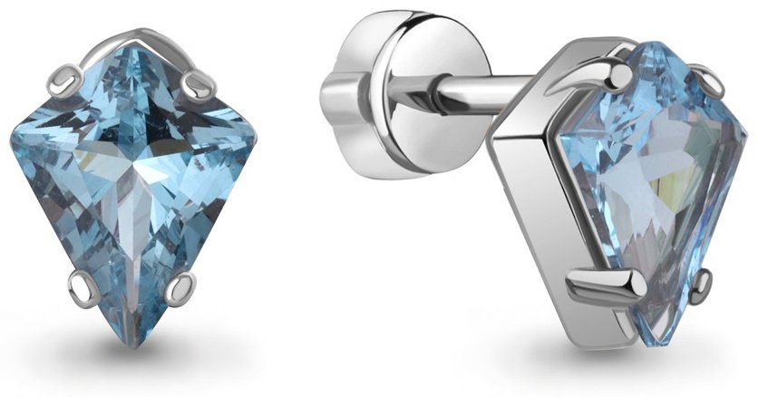 Пусеты AQUAMARINE 45006192_a вес 2.8 г серебро, нанотопаз купить,35963