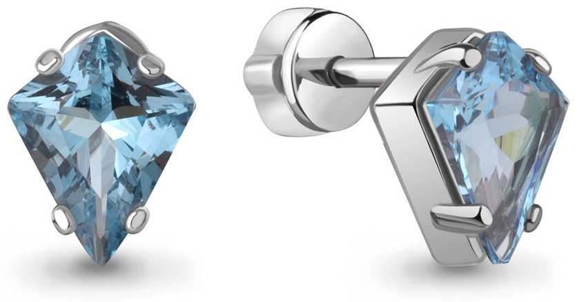 Пусеты AQUAMARINE 45006192_a вес 2.8 г серебро, нанотопаз купить,35963