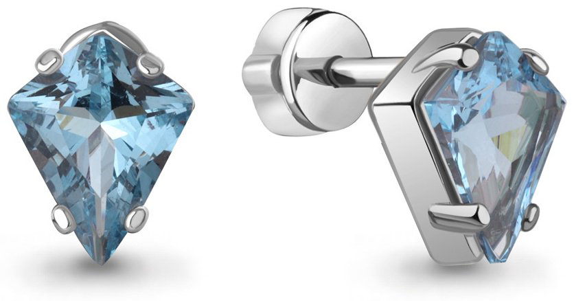 Пусеты AQUAMARINE 45006192 вес 2.8 г серебро, нанотопаз купить,50274