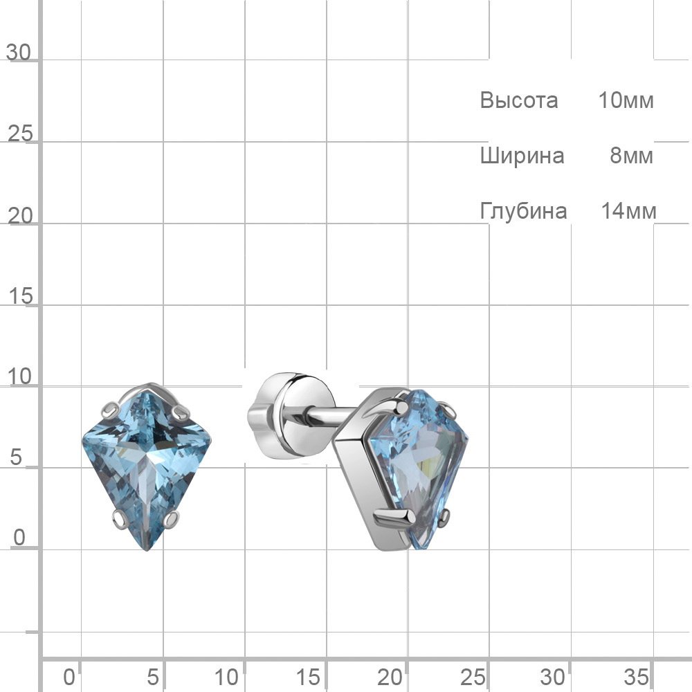 Пусеты AQUAMARINE 45006192 вес 2.8 г серебро, нанотопаз купить,50274