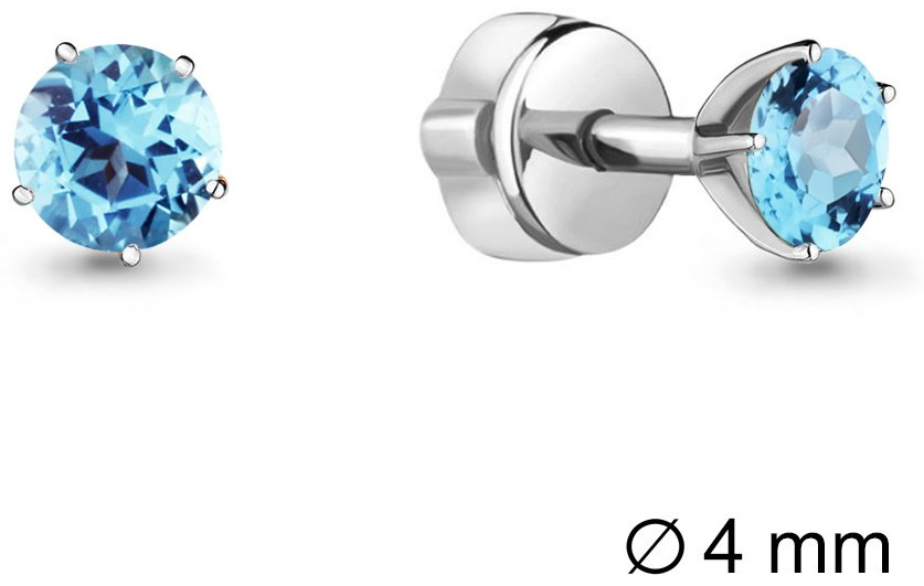 Пусеты AQUAMARINE 4403605 вес 1.24 г серебро, топаз купить,18699