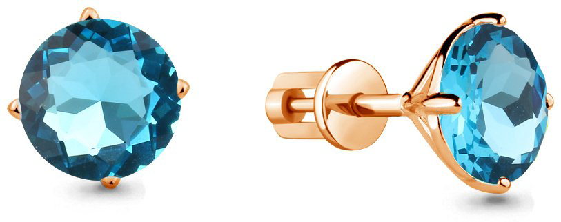 Пусеты AQUAMARINE 46044101-гол-пус вес 2 г серебро, стекло купить,33858