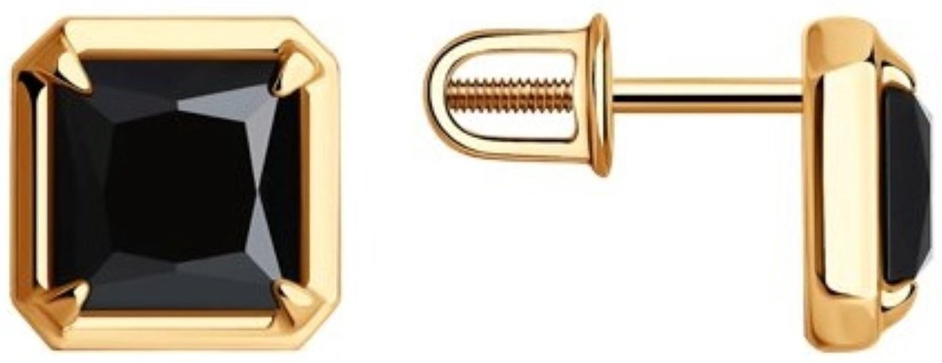 Пусеты Diamant 93-322-01915-1 вес 2.37 г серебро, оникс купить,43605