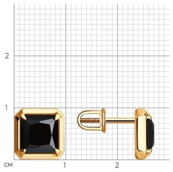 Пусеты Diamant 93-322-01915-1 вес 2.37 г серебро, оникс купить,43605