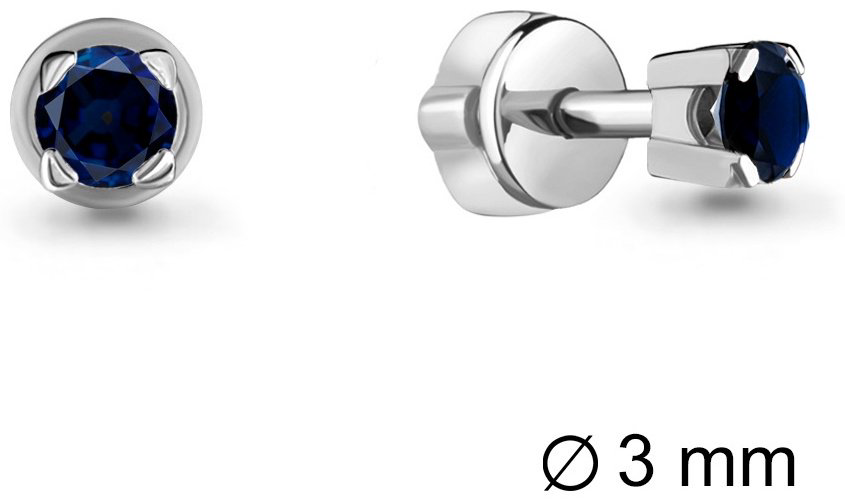 Пусеты AQUAMARINE 40201 вес 0.98 г серебро, сапфир купить,60534