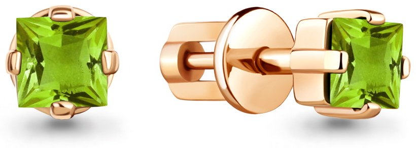 Пусеты AQUAMARINE 4758607 вес 1.44 г серебро, хризолит купить,32832