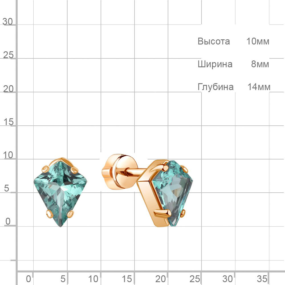 Пусеты AQUAMARINE 45006188.6 вес 2.8 г серебро, нанотурмалин купить,34489