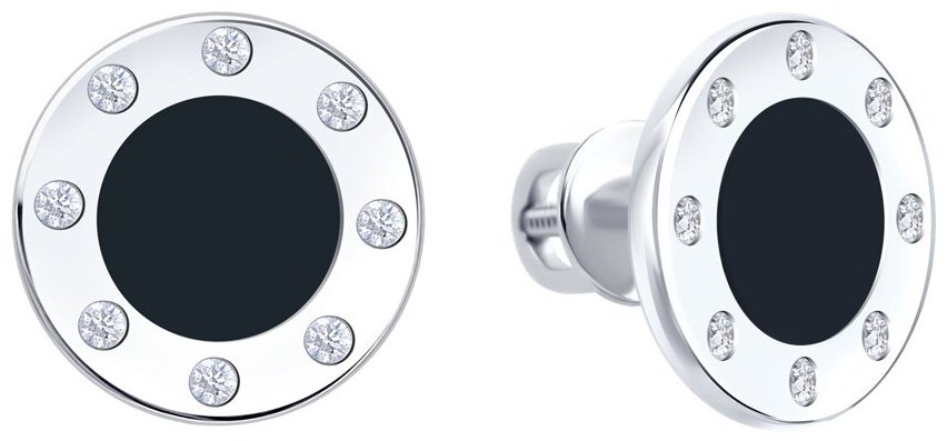 Пусеты Diamant 94-122-02235-1 вес 2.2 г серебро, эмаль купить,15390