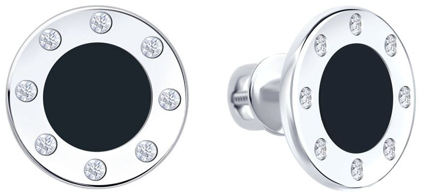 Пусеты Diamant 94-122-02235-1 вес 2.2 г серебро, эмаль купить,15390