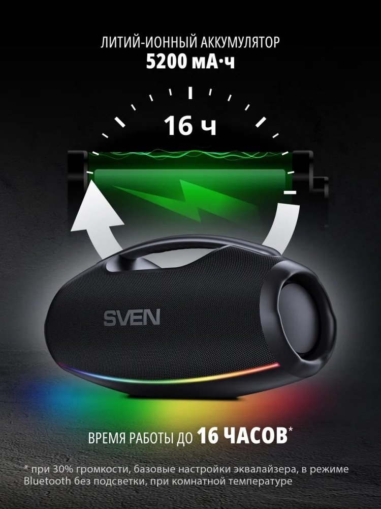 Портативная колонка SVEN PS-990 черный купить,NaN