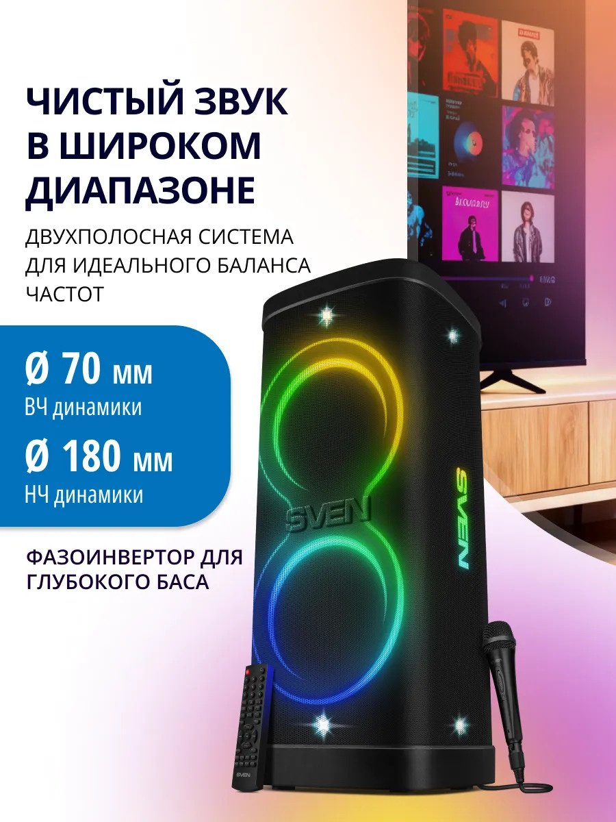 Портативная колонка SVEN PS-1250 черный купить,NaN