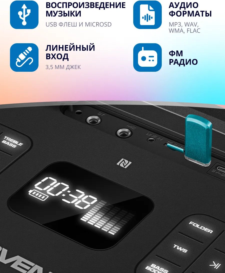 Портативная колонка SVEN PS-1250 черный купить,NaN