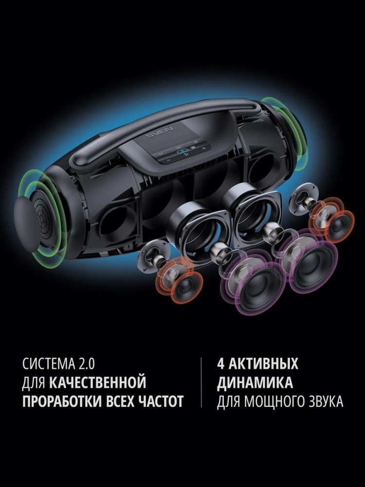 Портативная колонка SVEN PS-990 черный купить,NaN