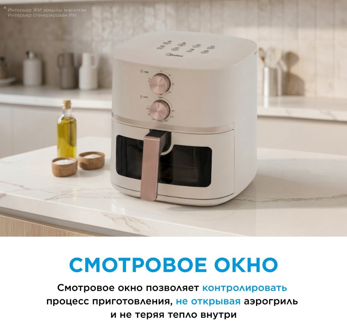 Аэрогриль Midea MF-TY55M (W) 5 л молочный