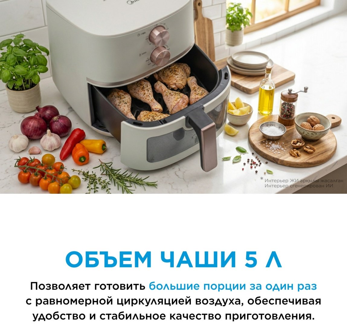 Аэрогриль Midea MF-TY55M (W) 5 л молочный