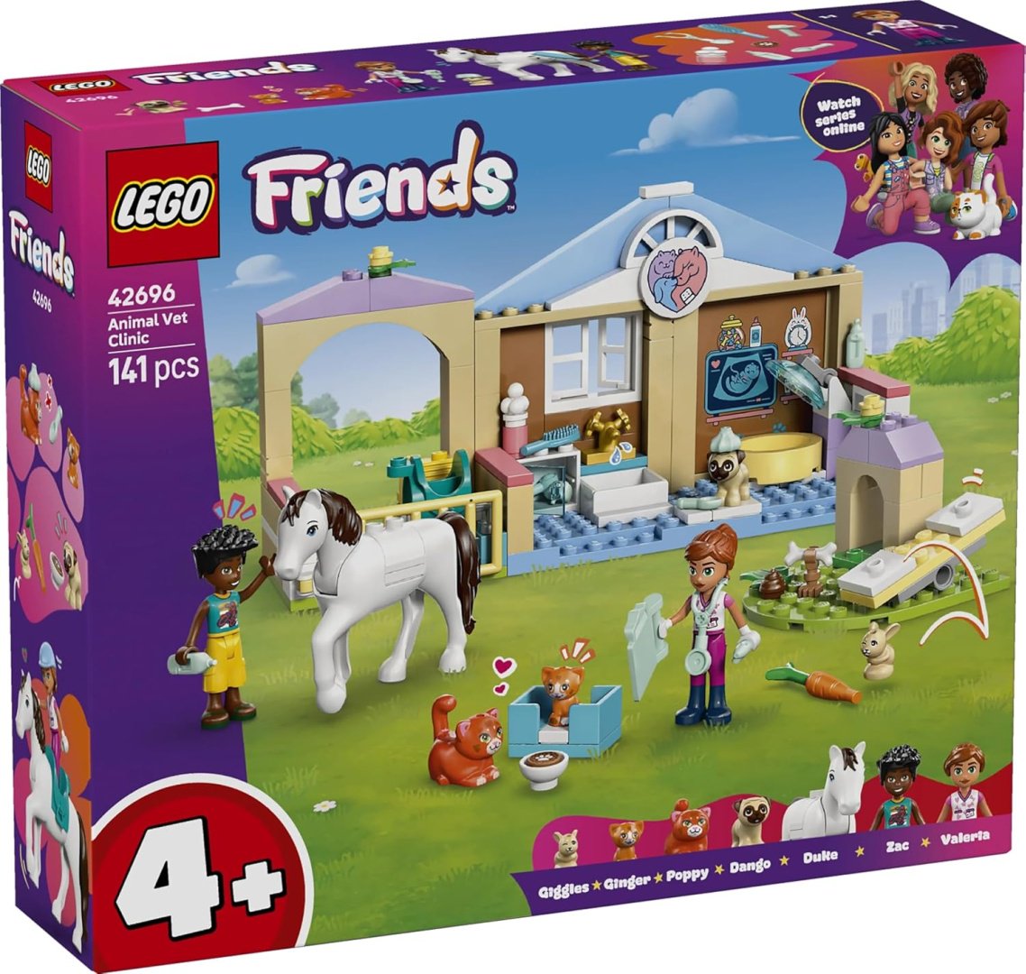 Конструктор LEGO Ветеринарная клиника с животными 42696, деталей 141 шт купить,NaN