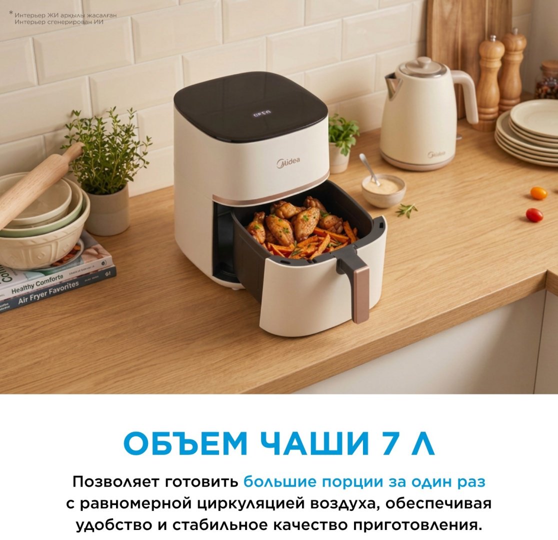 Аэрогриль Midea MF-CN70M (W) 7 л молочный