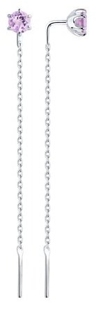 Серьги-цепочки SOKOLOV 92022163_s вес 1.49 г серебро, аметист купить,NaN