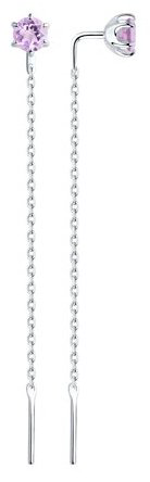 Серьги-цепочки SOKOLOV 92022163_s вес 1.49 г серебро, аметист купить,NaN