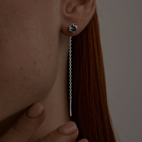 Серьги-цепочки SOKOLOV 88020075 вес 1.55 г серебро, корунд купить,15390