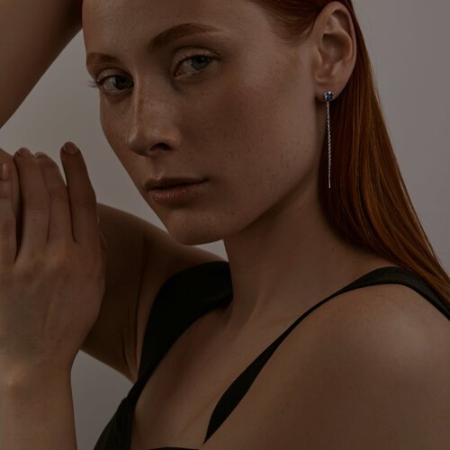 Серьги-цепочки SOKOLOV 88020075 вес 1.55 г серебро, корунд купить,15390