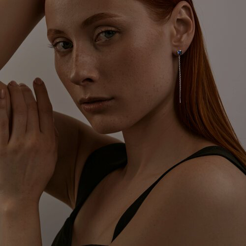 Серьги-цепочки SOKOLOV 88020075 вес 1.55 г серебро, корунд купить,15390