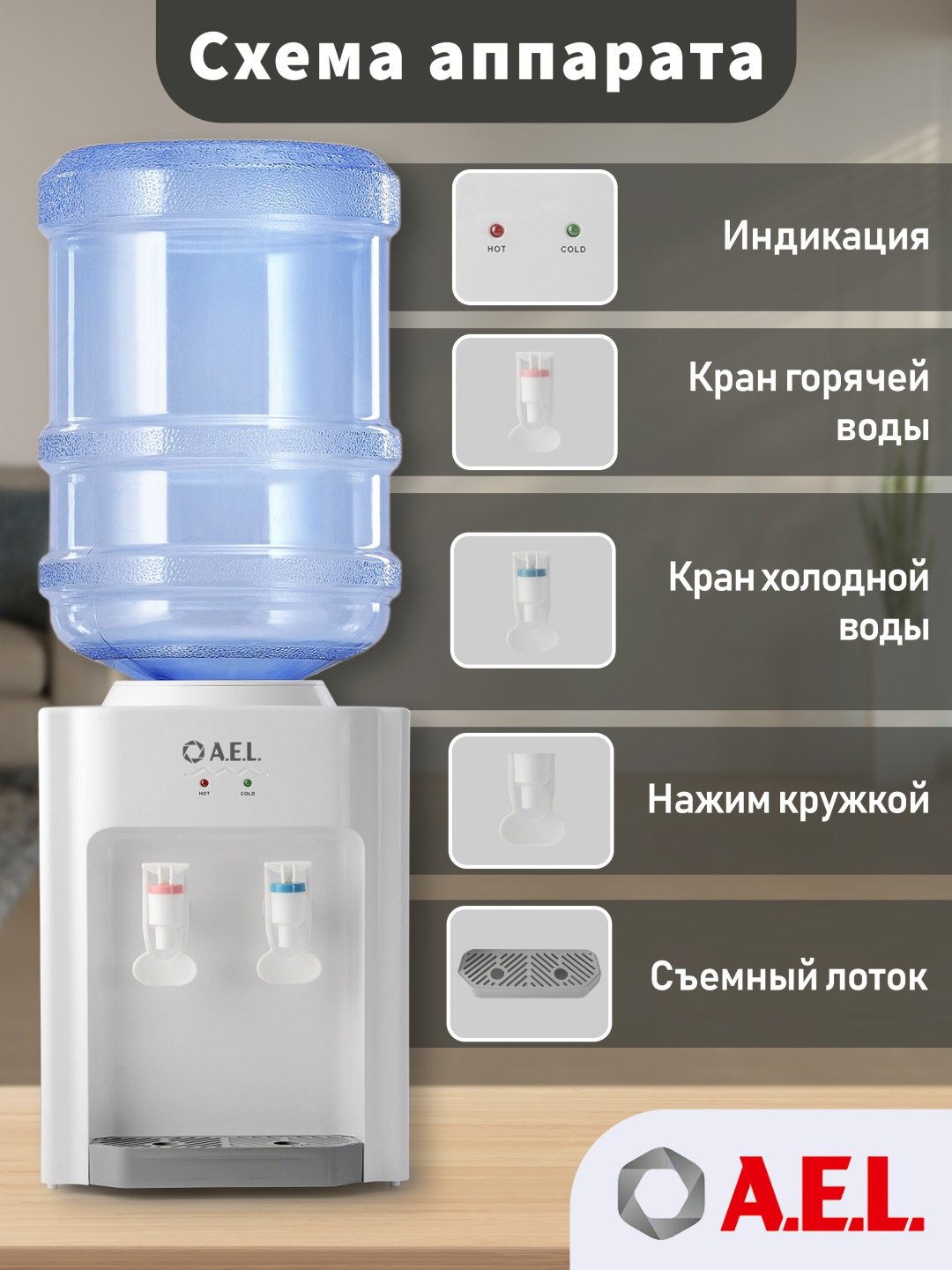 Кулер для воды A.E.L. TD-AEL-107 белый купить,NaN
