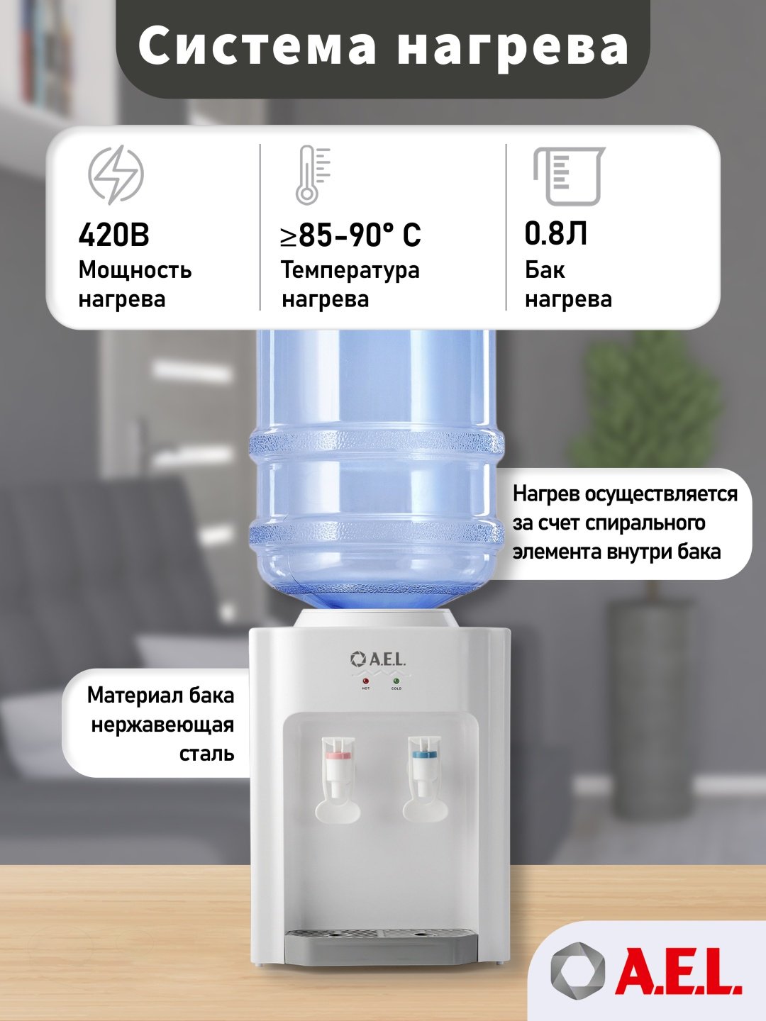 Кулер для воды A.E.L. TD-AEL-107 белый купить,NaN