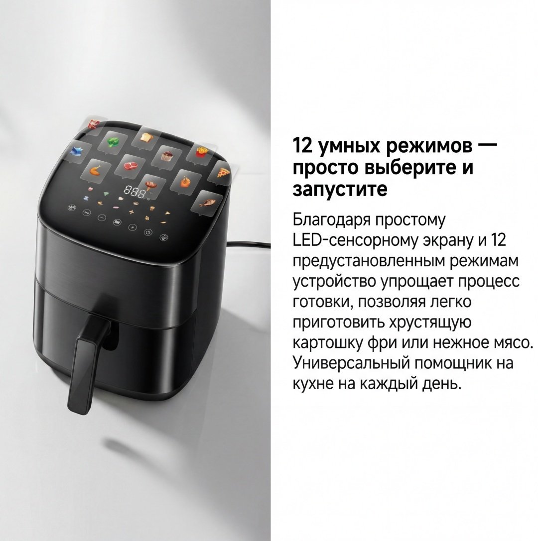 Аэрогриль TROUVER FD10s Pro 6 л черный купить,NaN