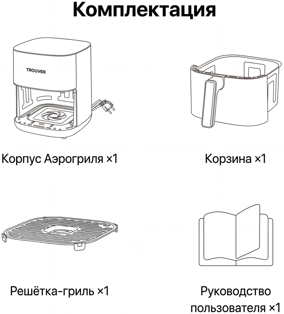 Аэрогриль TROUVER FD10s Pro 6 л черный купить,NaN